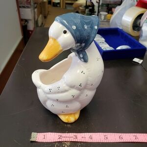 Charming Duck Candle Holder with Blue Scarf